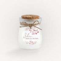 Duftkerze Vanille mit Korkdeckel + Anhänger "Trockenblumen Blush" Schön, dass Du da bist!