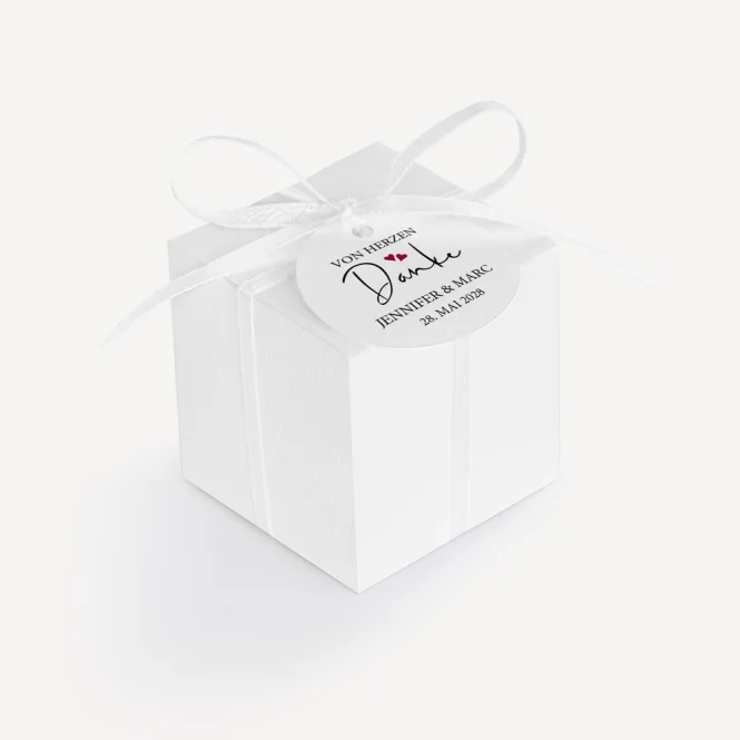 Gastgeschenk Box + Anhänger "Kalligrafie"
