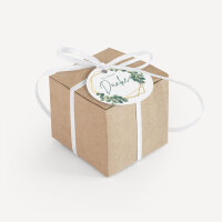 Gastgeschenk Box kraftkarton + Anhänger "Eukalyptus Geometrie" Von Herzen Danke