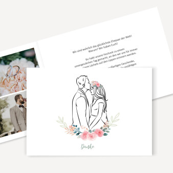 Dankeskarte Hochzeit "Blumen Paar"