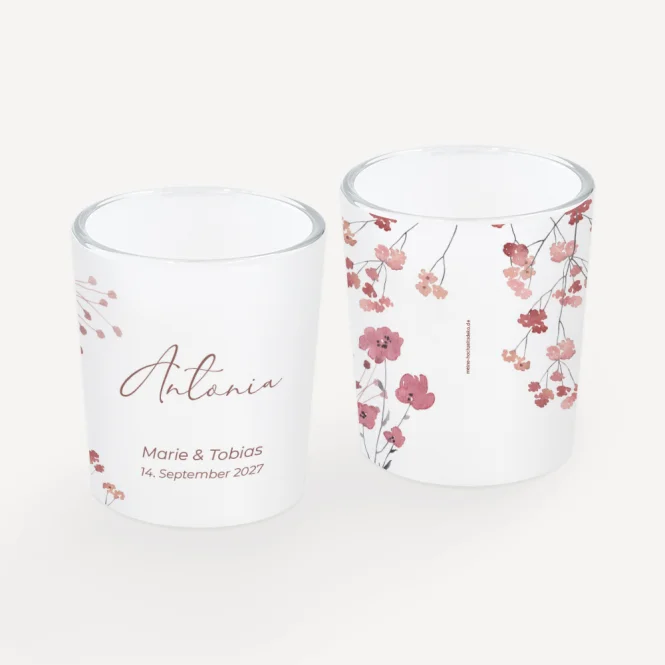 Tischkarte Windlicht "Trockenblumen Blush"...