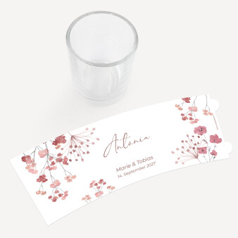 Tischkarte Windlicht Trockenblumen Blush inkl. Glas