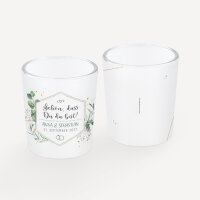 Tischkarte Windlicht "Aquarell Eukalyptus Zweige" inkl. Glas inkl. Personalisierung