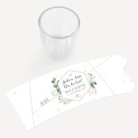 Tischkarte Windlicht "Aquarell Eukalyptus Zweige" inkl. Glas inkl. Personalisierung