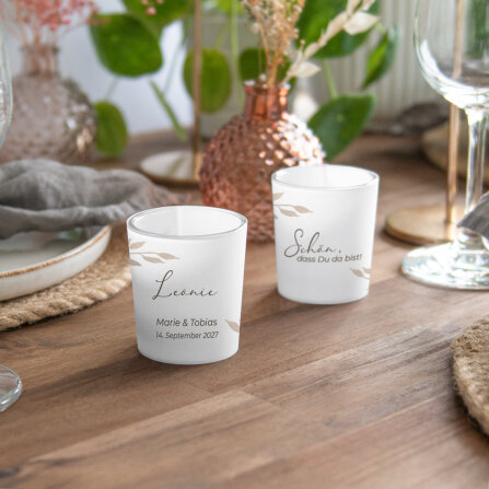 Tischkarte Windlicht "Trockengras" inkl. Glas inkl. Personalisierung