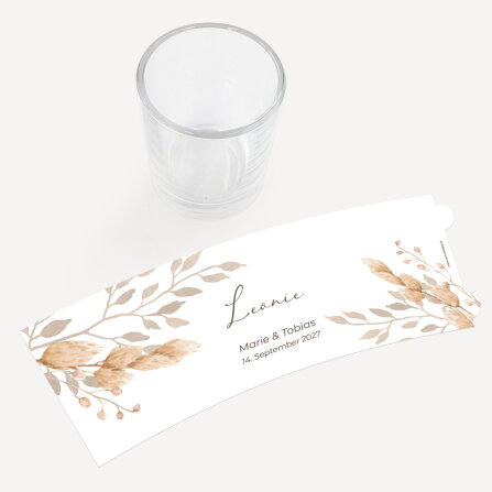 Tischkarte Windlicht "Trockengras" inkl. Glas inkl. Personalisierung