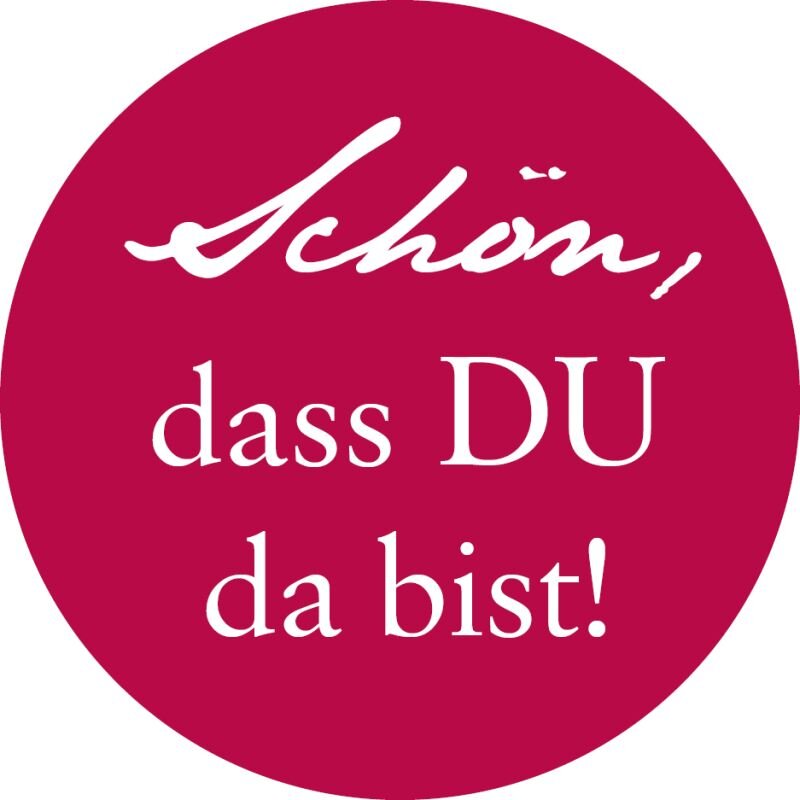 40 x Aufkleber Hochzeit rund "Schön, dass du da bist" bordeaux