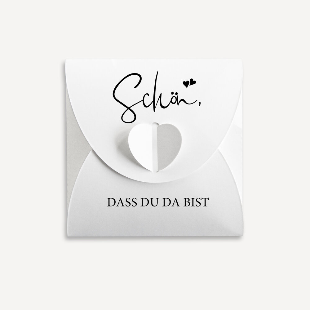 Mini Geschenkumschlag 8,5 x 8,5 cm "Kalligrafie" Schön, dass Du da bist