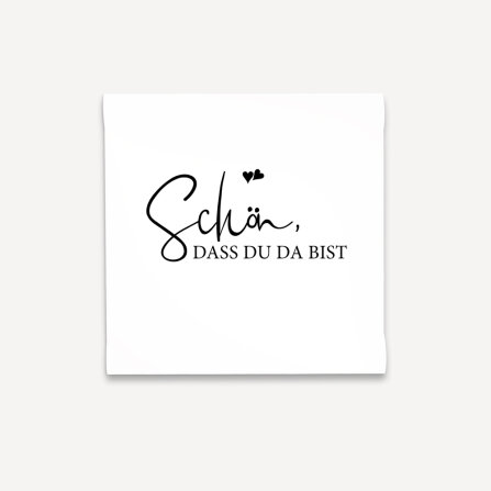Mini Geschenkumschlag 8,5 x 8,5 cm "Kalligrafie" Schön, dass Du da bist