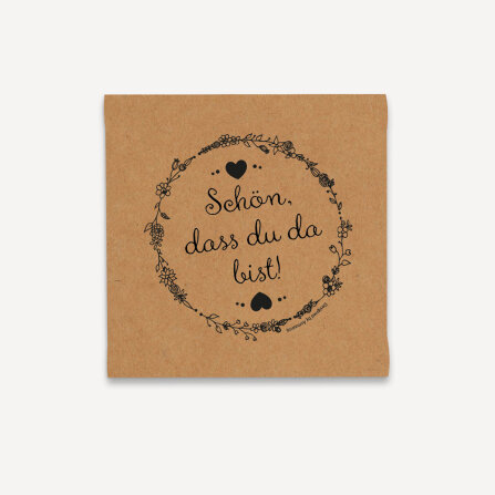 Mini Geschenkumschlag 8,5 x 8,5 cm "Vintage Natural" Schön, dass Du da bist!