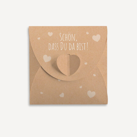 Mini Geschenkumschlag 8,5 x 8,5 cm "Vintage Style" Schön, dass Du da bist!