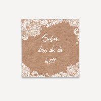 Mini Geschenkumschlag 8,5 x 8,5 cm "Vintage Spitze" Schön, dass du da bist!