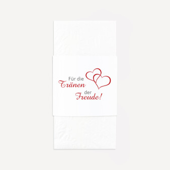 10x Freudentränen Taschentücher "Zwei Herzen"