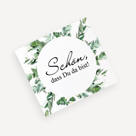 Banderole Mini Schokolade "Greenery" Schön, dass Du da bist!