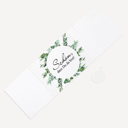 Banderole Mini Schokolade "Greenery" Schön, dass Du da bist!