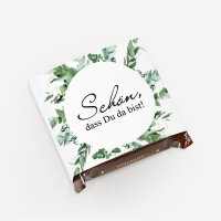 Banderole Mini Schokolade "Greenery" Schön, dass Du da bist!