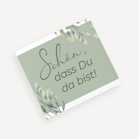 Banderole Mini Schokolade "Blätter Salbei" Schön, dass Du da bist!