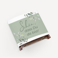Banderole Mini Schokolade "Blätter Salbei" Schön, dass Du da bist!