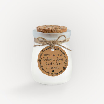 Duftkerze Vanille mit Korkdeckel + Anhänger "Vintage Natural"