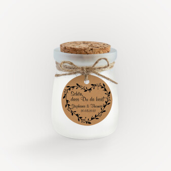 Duftkerze Vanille mit Korkdeckel + Anhänger "Herz Notiz"