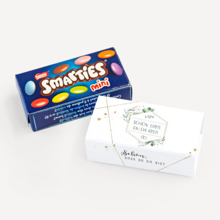 SMARTIES mini mit Banderole "Aquarell Eukalyptus Zweige" Schön, dass Du da bist