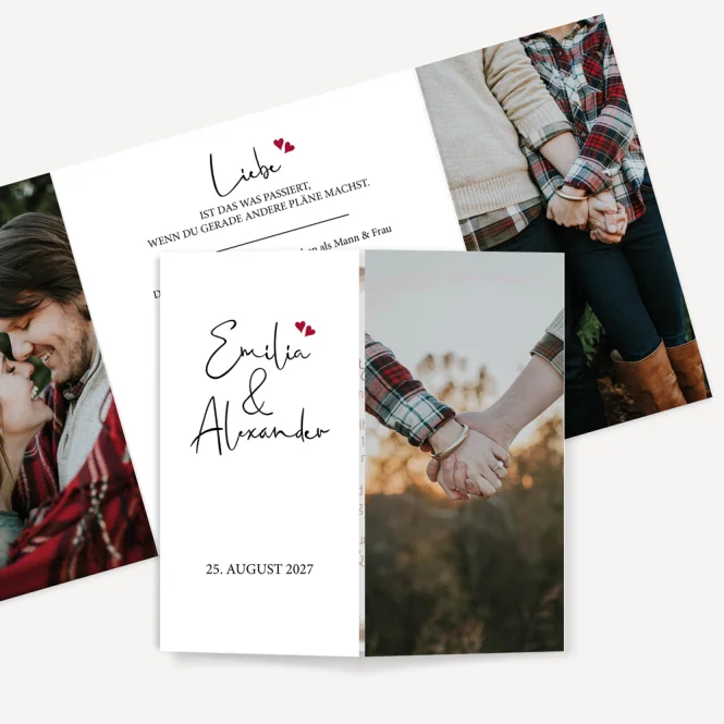 Hochzeitseinladung mit Foto "Kalligrafie"