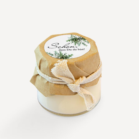 Mini Duftkerze mit Aufkleber "Greenery"...