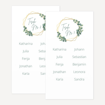 Tischplan Hochzeit "Eukalyptus Geometrie" 12...