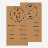 Tischplan Hochzeit "Vintage Natural" 12 Tische