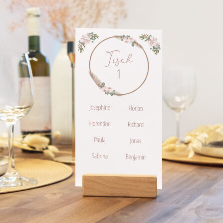 Tischplan Hochzeit "Boho Pampas" 8 Tische