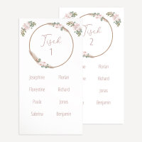 Tischplan Hochzeit "Boho Pampas" 8 Tische