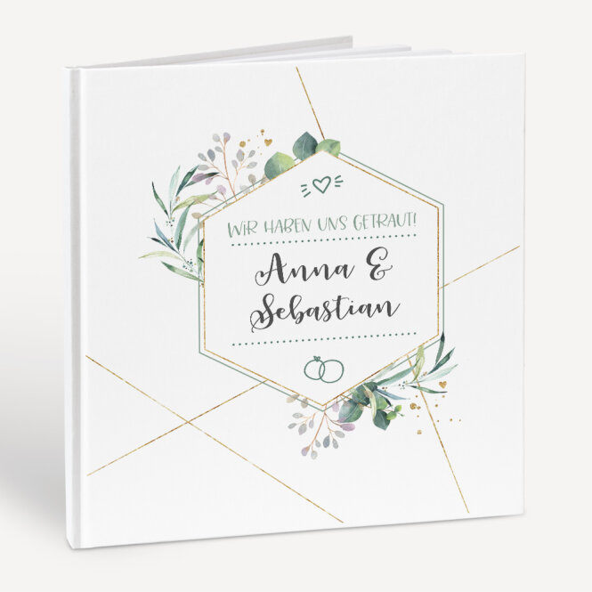 Gästebuch Hochzeit personalisiert "Aquarell Eukalyptus Zweige"