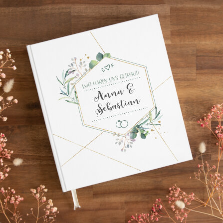 Gästebuch Hochzeit zum Ausfüllen "Aquarell Eukalyptus Zweige"
