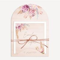 Hochzeitseinladung halbrund "Pampasgras" creme