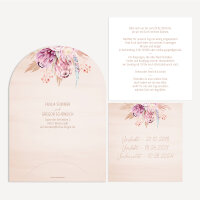 Hochzeitseinladung halbrund "Pampasgras" creme