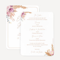 Hochzeitseinladung runde Ecken "Pampasgras" weiß