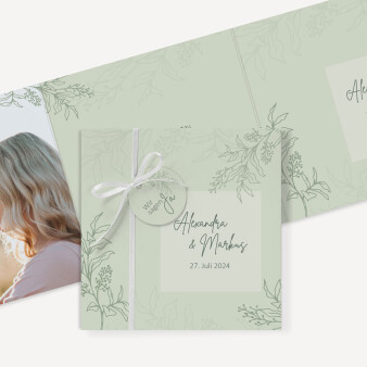 Einladungskarte Hochzeit Wilde Zweige salbeigrün