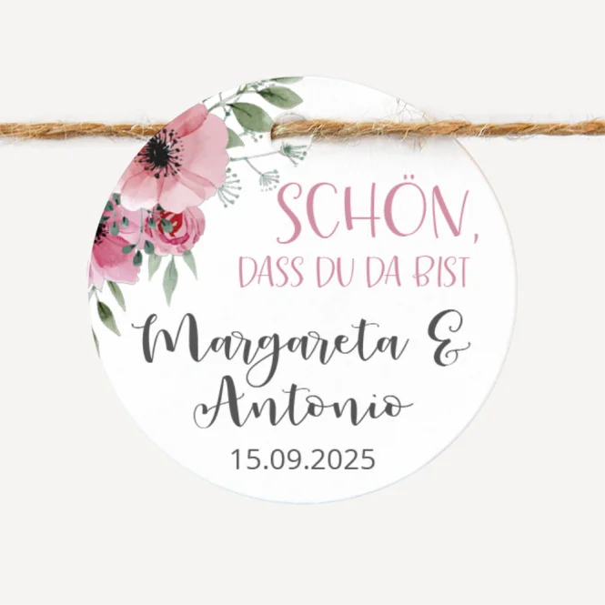 24 x Geschenkanhänger rund "Bohemian Summer"