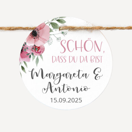 24 x Geschenkanhänger rund "Bohemian...