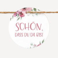 24 x Geschenkanhänger rund "Bohemian Summer" Schön, dass Du da bist