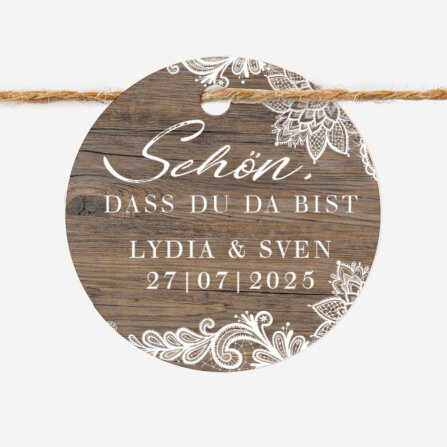 24 x Geschenkanhänger rund "Holz und...