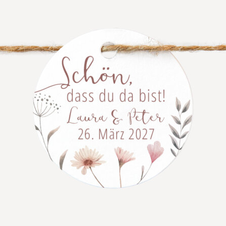 24 x Geschenkanhänger rund "Wild Flowers"...