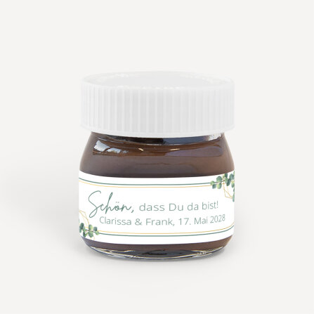 Gastgeschenk Mini Nutella Glas + Aufkleber...