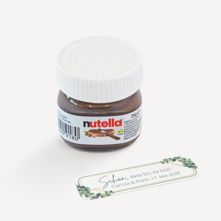 Gastgeschenk Mini Nutella Glas + Aufkleber "Eukalyptus Geometrie" online selbst gestalten