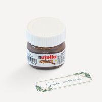 Gastgeschenk Mini Nutella Glas + Aufkleber "Eukalyptus Geometrie" Schön, dass Du da bist!