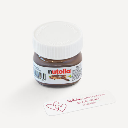 Gastgeschenk Mini Nutella Glas "Zwei Herzen" online selbst gestalten