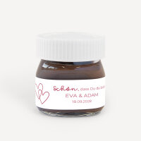 Gastgeschenk Mini Nutella Glas "Zwei Herzen" online selbst gestalten