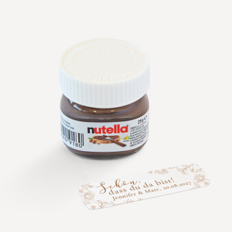 Gastgeschenk Mini Nutella Glas mit Aufkleber "Rustikale Spitze"