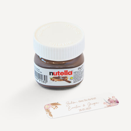 Gastgeschenk Mini Nutella Glas mit Aufkleber "Pampasgras" online selbst gestalten