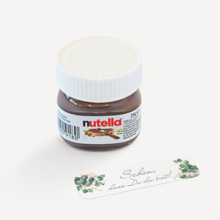 Gastgeschenk Mini Nutella Glas "Eukalyptus Ranken" Schön, dass Du da bist!